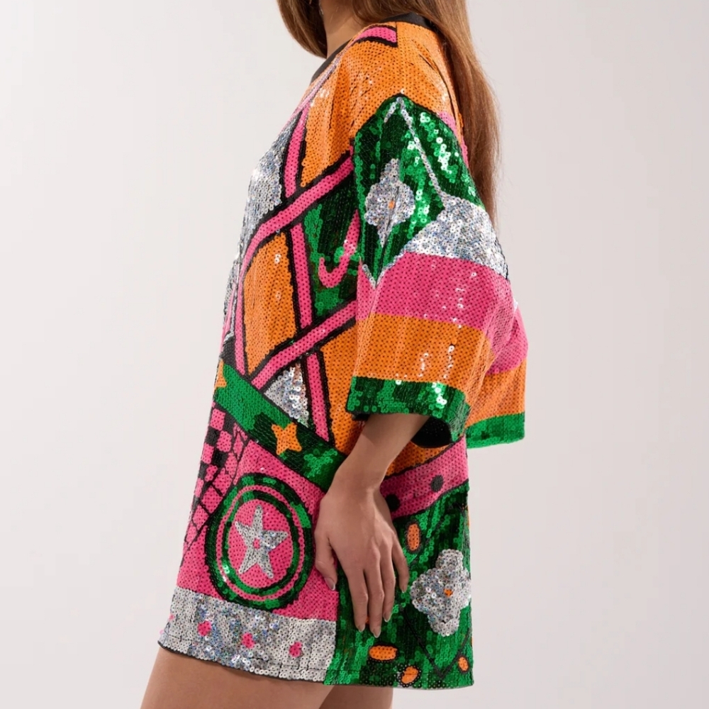 NWOT SEQUIN TSHIRT DRESS - S/M - Picture 2 of 3